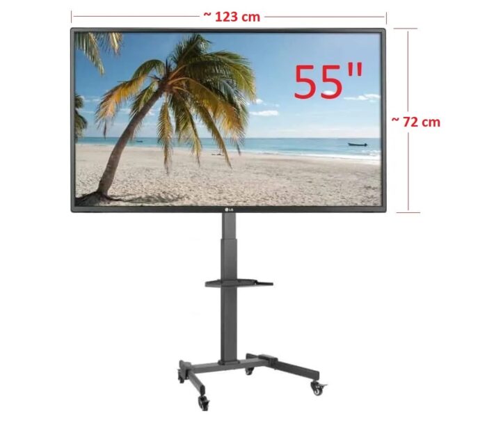 55" led-ekraani rent reguleeritava ratastel jalaga